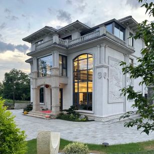 牡丹江 白麻花岗岩私人别墅干挂石材豪华定制