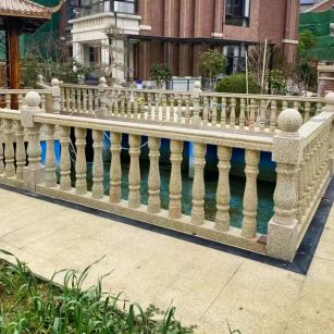 牡丹江黄金麻花岗岩石材栏杆，扶手，将军柱，花瓶柱