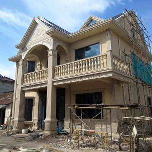 牡丹江 黄金麻花岗岩石材私人别墅雕花门楼柱阳台栏杆