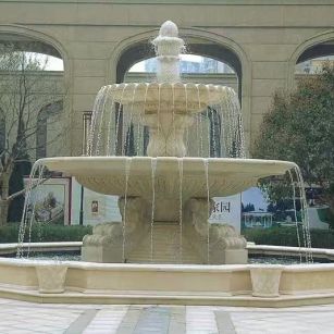 牡丹江 黄金麻花岗岩异型加工——户外庭院石雕流水喷泉