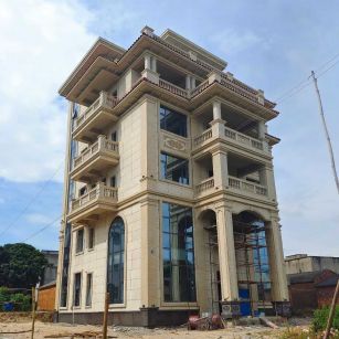 牡丹江 黄金麻花岗岩石材别墅外墙干挂搭配（雕花栏杆花瓶柱门楼罗马柱）