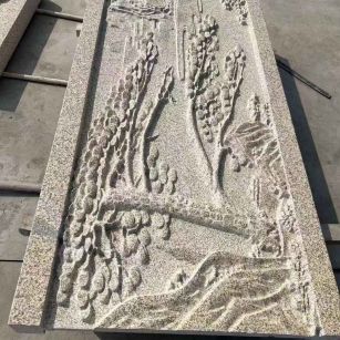 牡丹江 黄金麻雕刻板浮雕迎客松