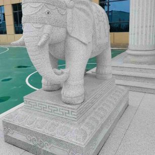 牡丹江 白麻花岗岩动物异形石雕-大象