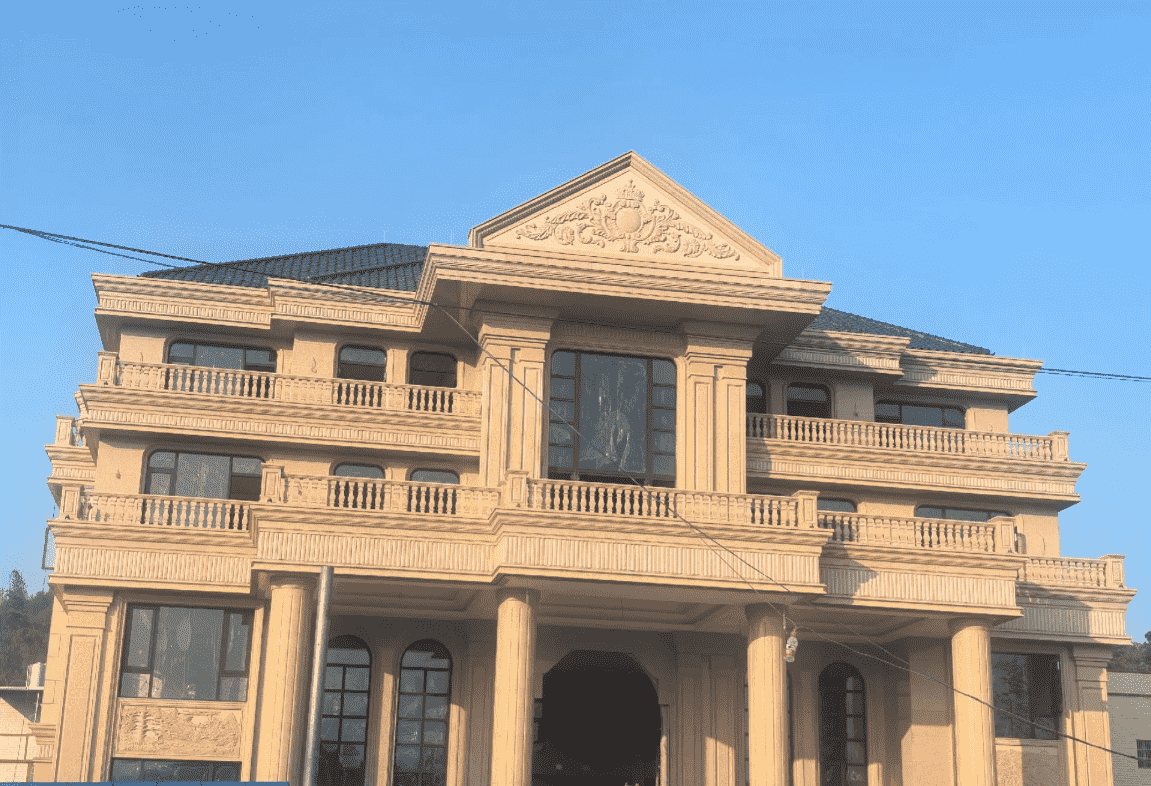 牡丹江黄金麻别墅外墙干挂石材效果示例