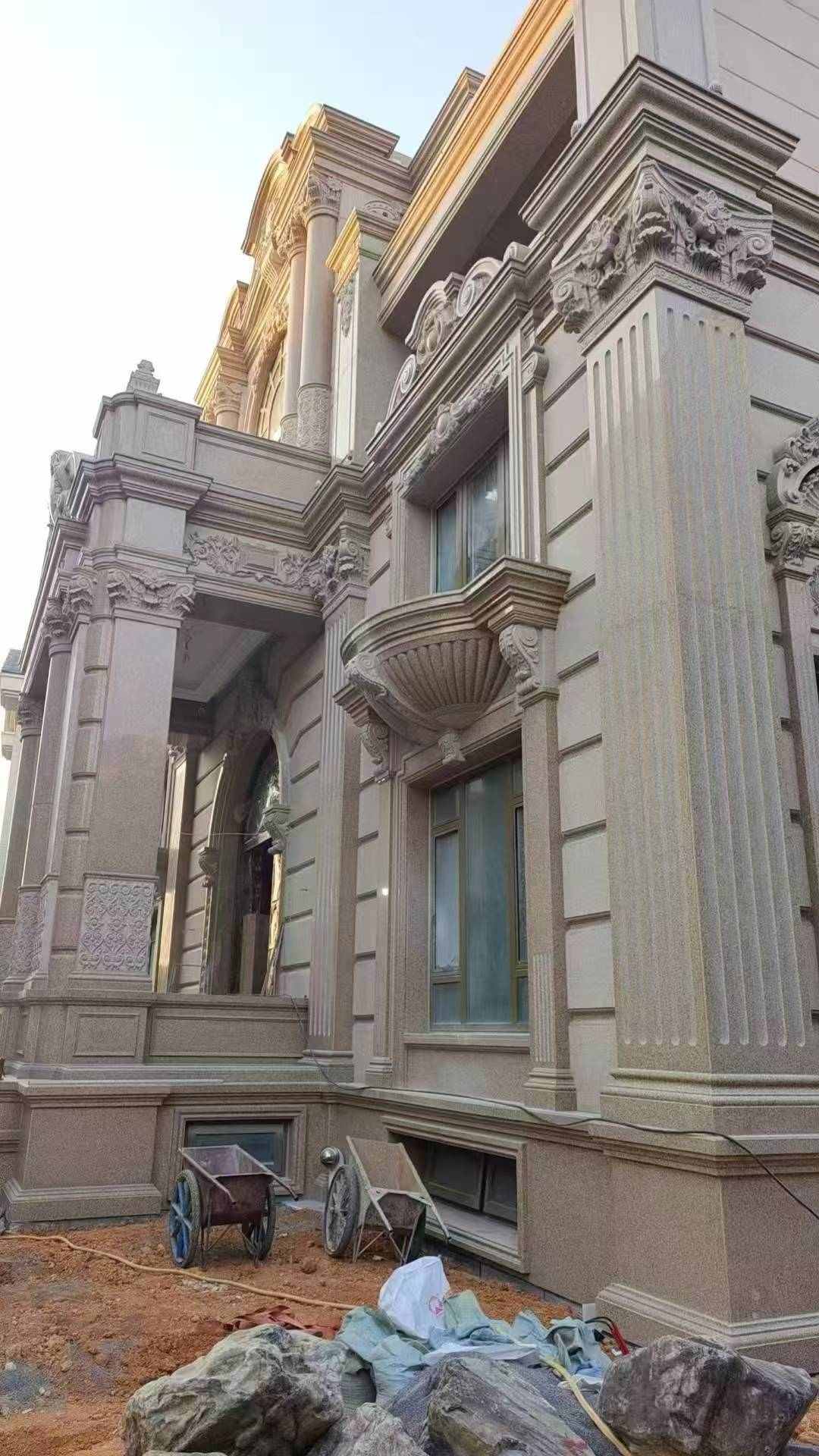 牡丹江 黄金麻花岗岩光面别墅外墙干挂施工完成